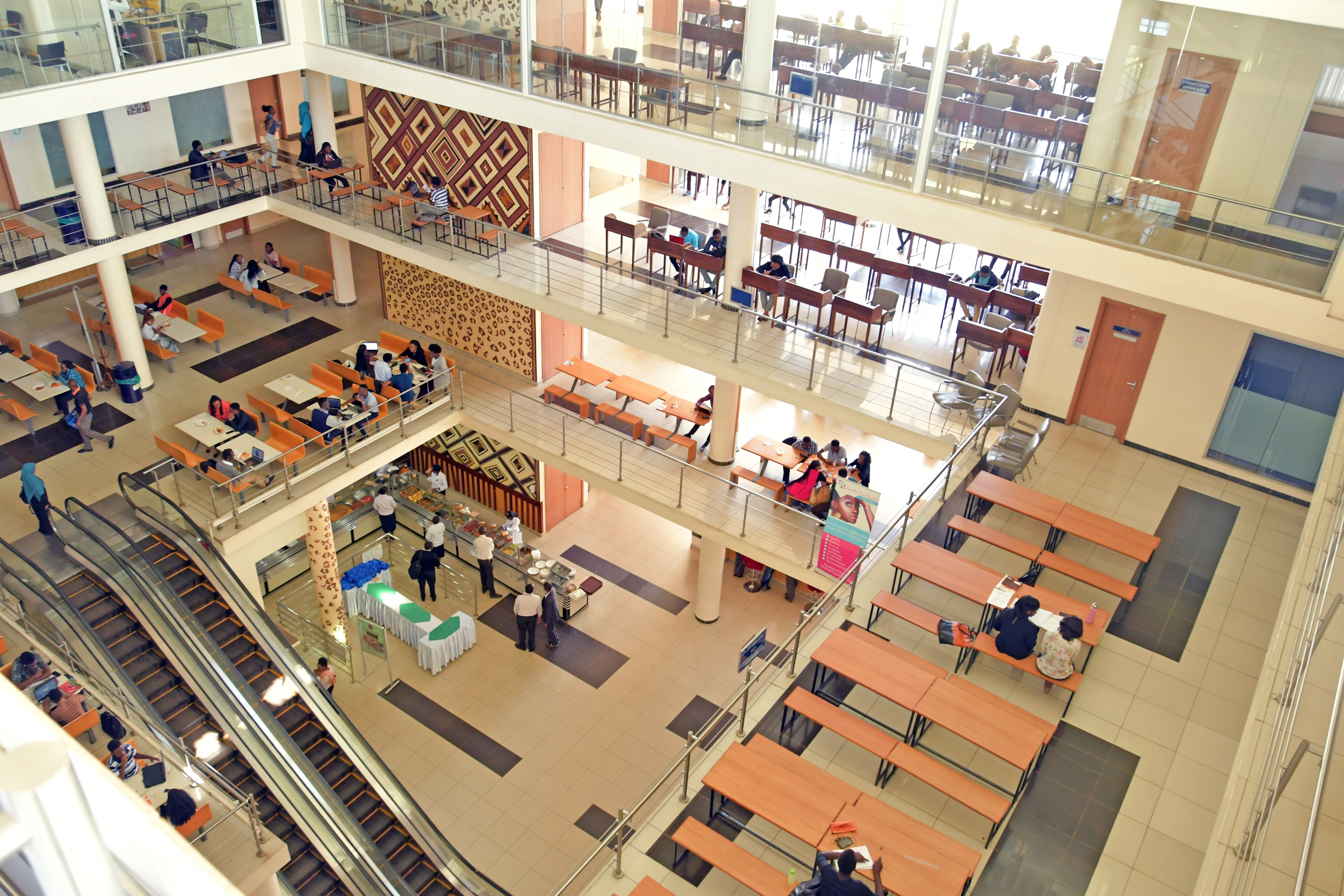 Students moving through the Strathmore University student centre
